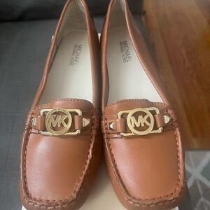 Michael Kors Tan Leather MK Logo Loafers